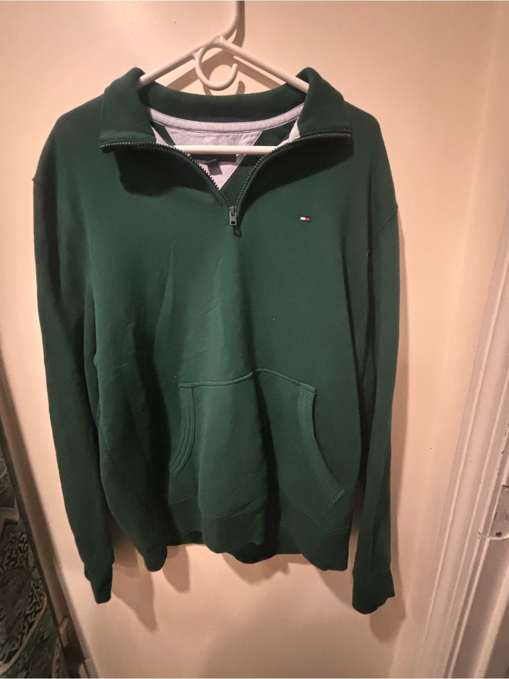 Tommy Hilfiger Men's Dark Green Half-Zip Pullover- large